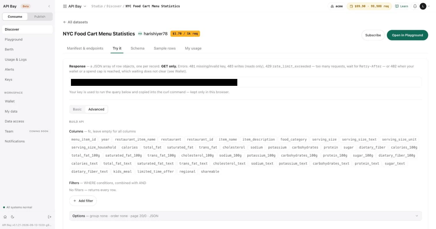 Advanced mode lists the columns as buttons and the filters as rows.