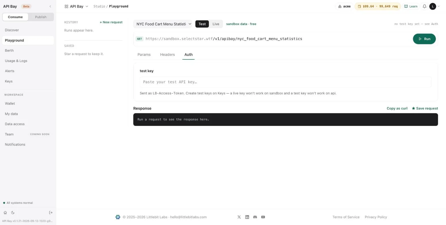 Test mode points the request at the sandbox host.