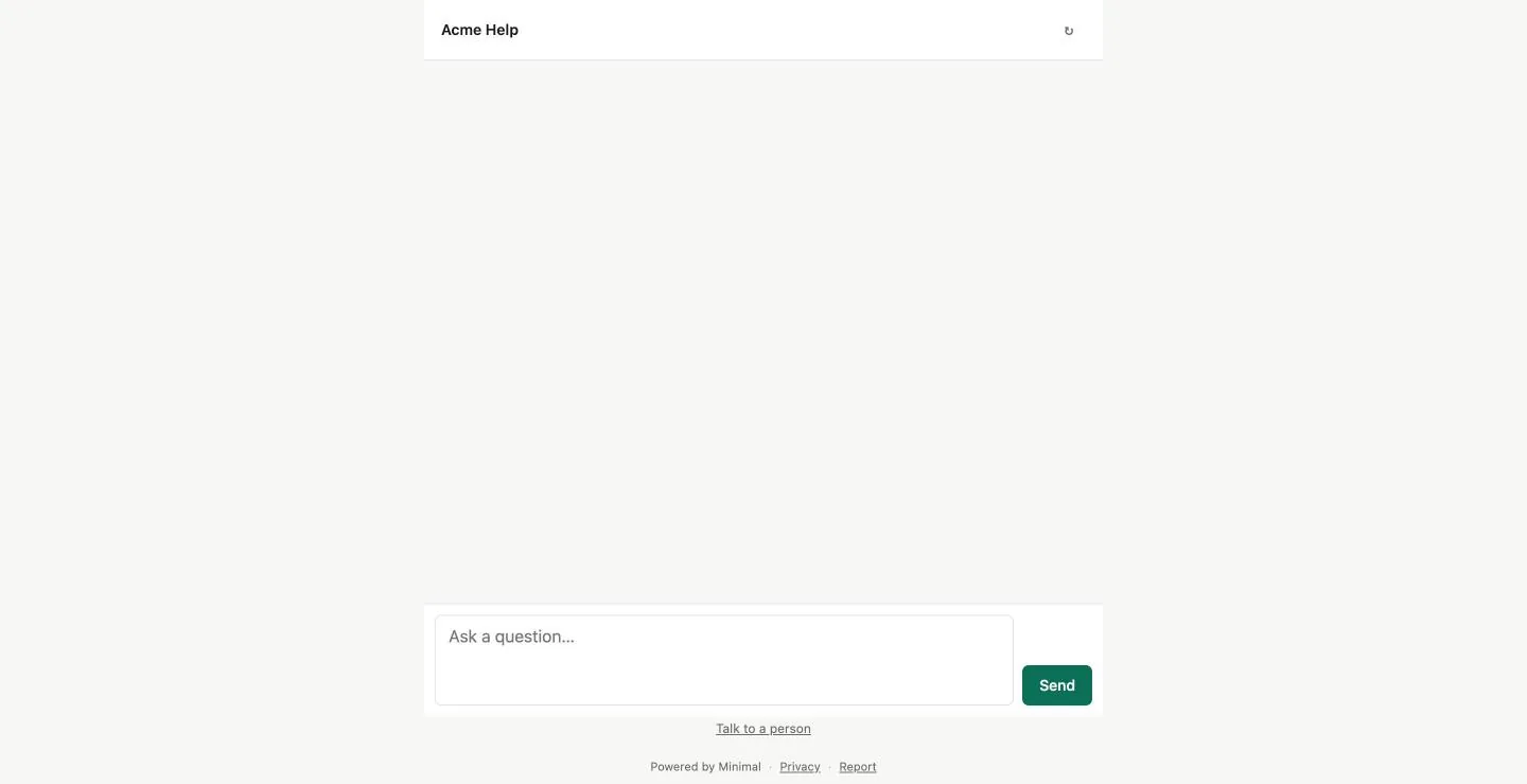 The public page of Acme Help before the first question.