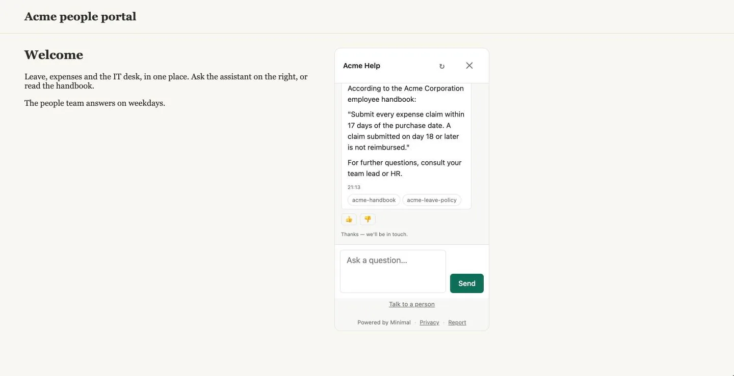 After Send the widget thanks the visitor.